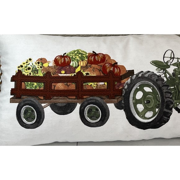 Tommy Bahama PUMPKINS Vintage TRACTOR WAGON Autumn Fall 24" Decorator Pillow New - Picture 2 of 10